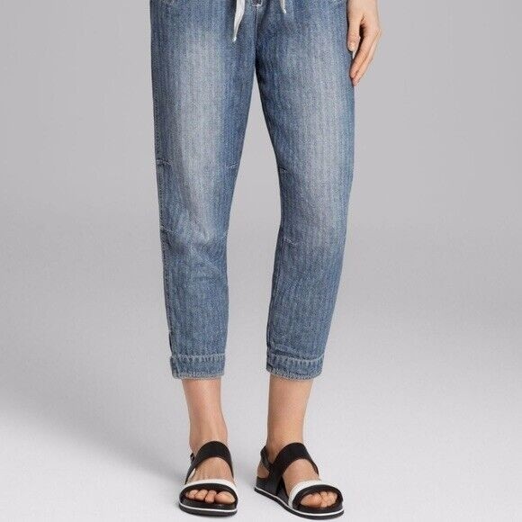 Free People Slouchy Easy Chambray Harem Cargo Drawstring Jean Pant Size S NWT - Picture 3 of 10